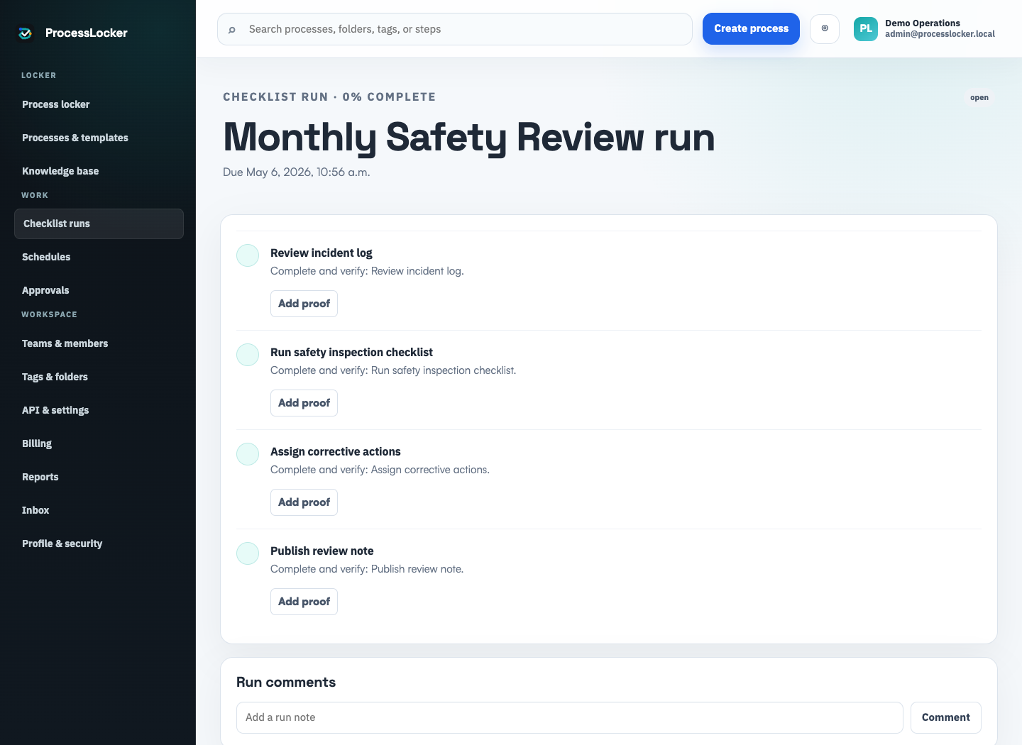ProcessLocker checklist run screenshot