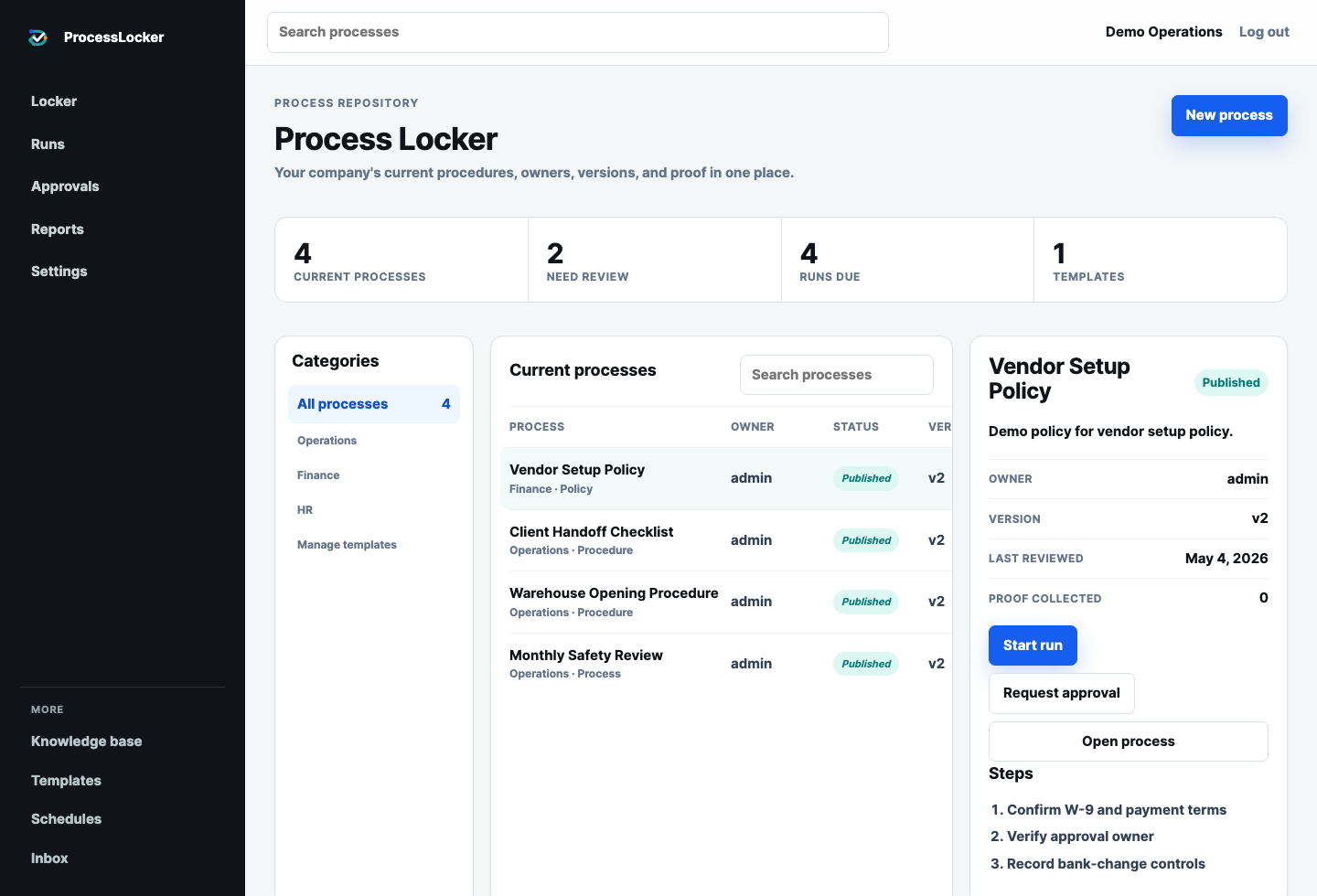 ProcessLocker process locker dashboard screenshot