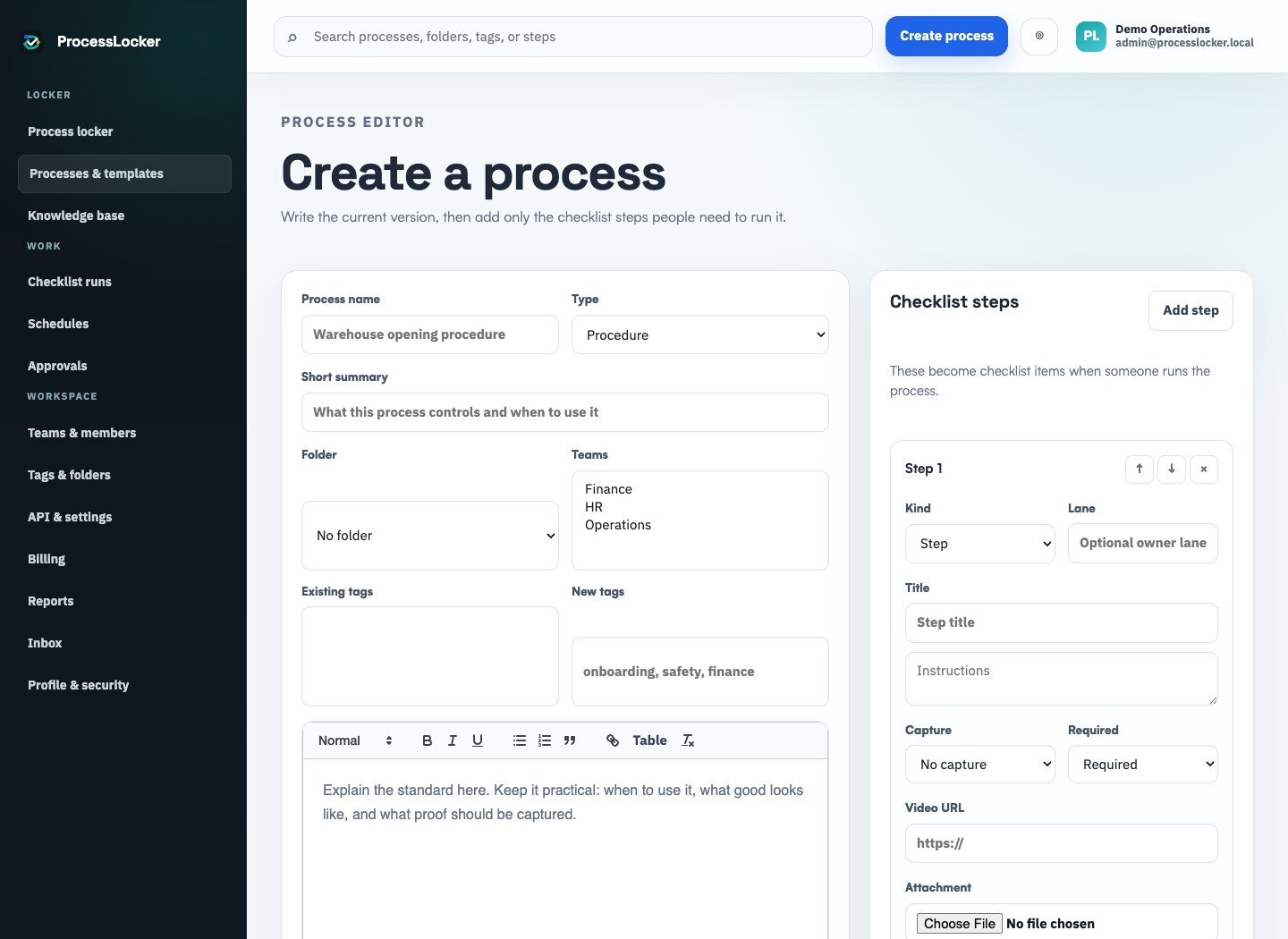 ProcessLocker process editor screenshot